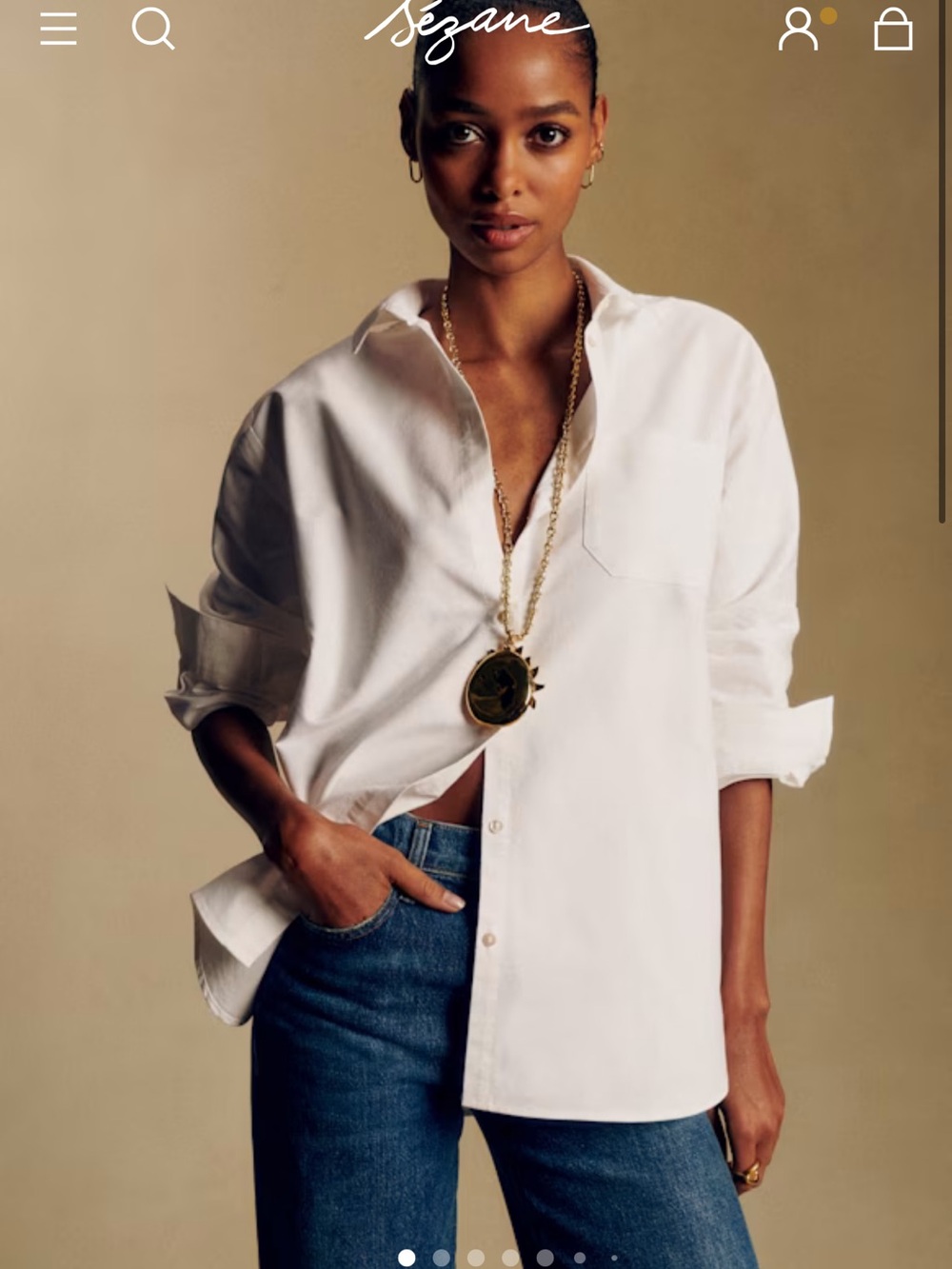 Sezane White Classic Button-Up Blouse